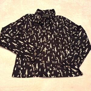 Vintage New Identity Black White Dog Walking Pattern Jacket size L